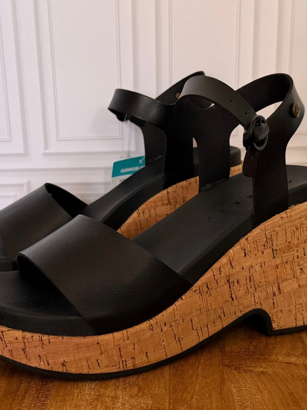 Reef Sunset Sayulita Platform Sandals Black Cork Wedge Women’s Size 9 NWT - Picture 6 of 6